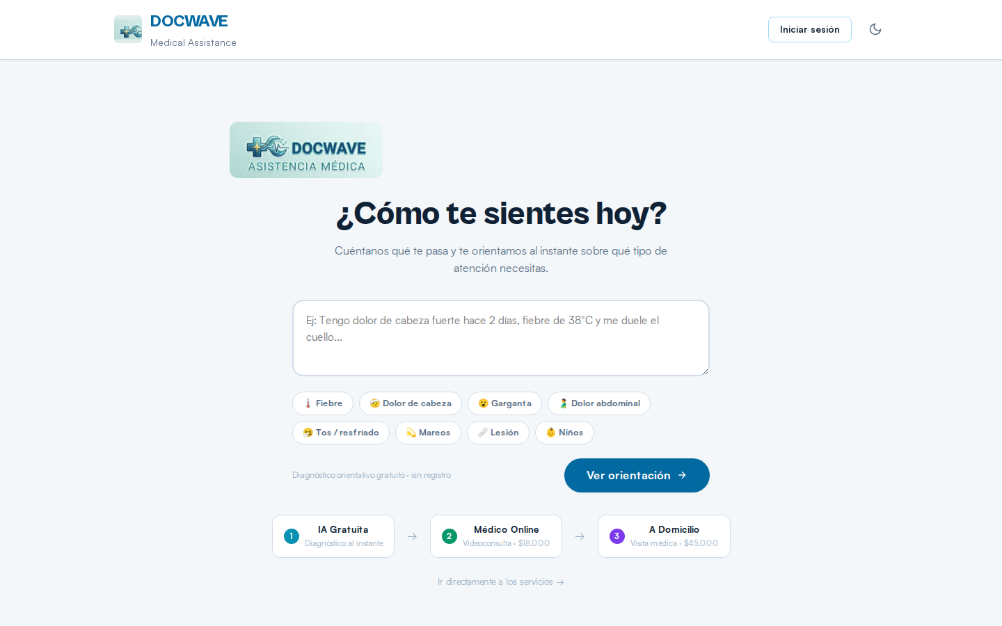 Interfaz de DocWave: asistencia médica inteligente
